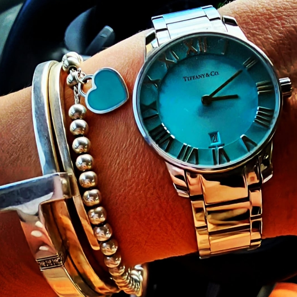 Tiffany & Co. Silver Watch with Blue Dial